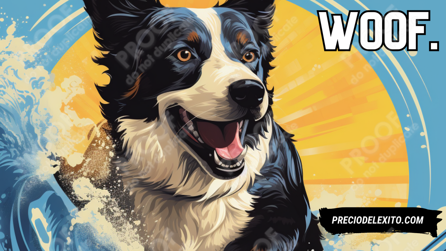 Wallpaper: Border Collie Surfero Sobre Las Olas