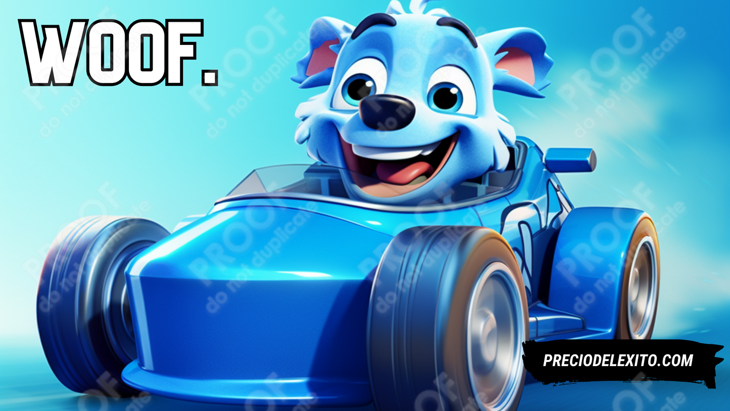 Wallpaper: Perro Azul Caricaturizado En Su Go Kart 1