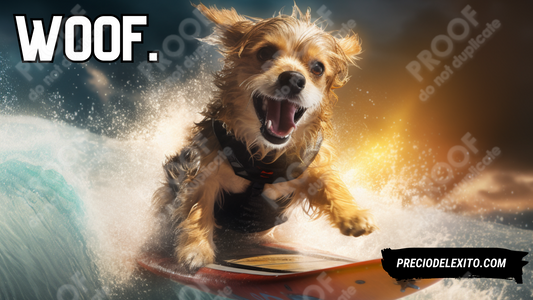 Wallpaper: Perro Surfero Ultrarrealista 1